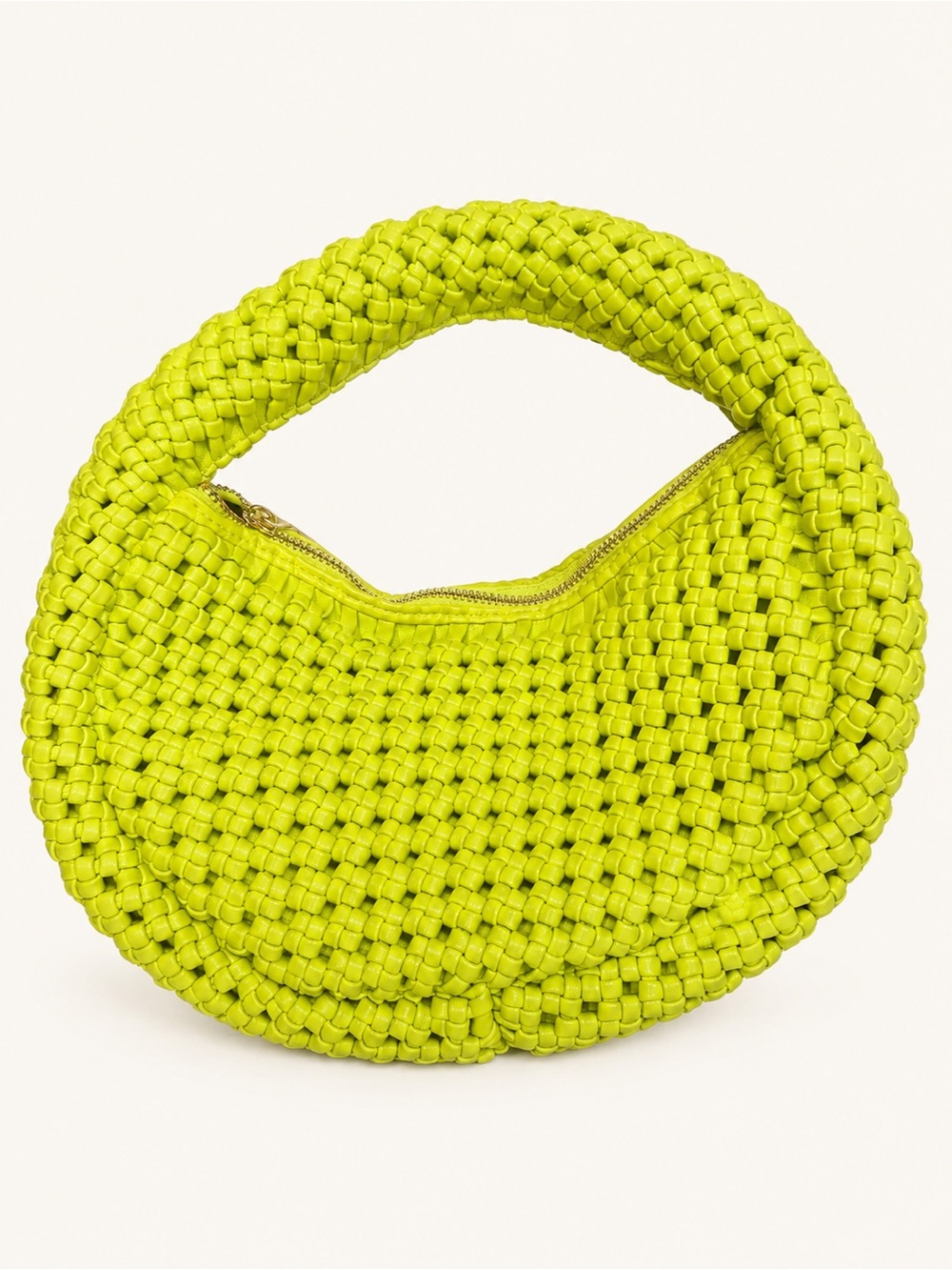 Sincerely Jules Woven Crescent Handbag in Lime Green
